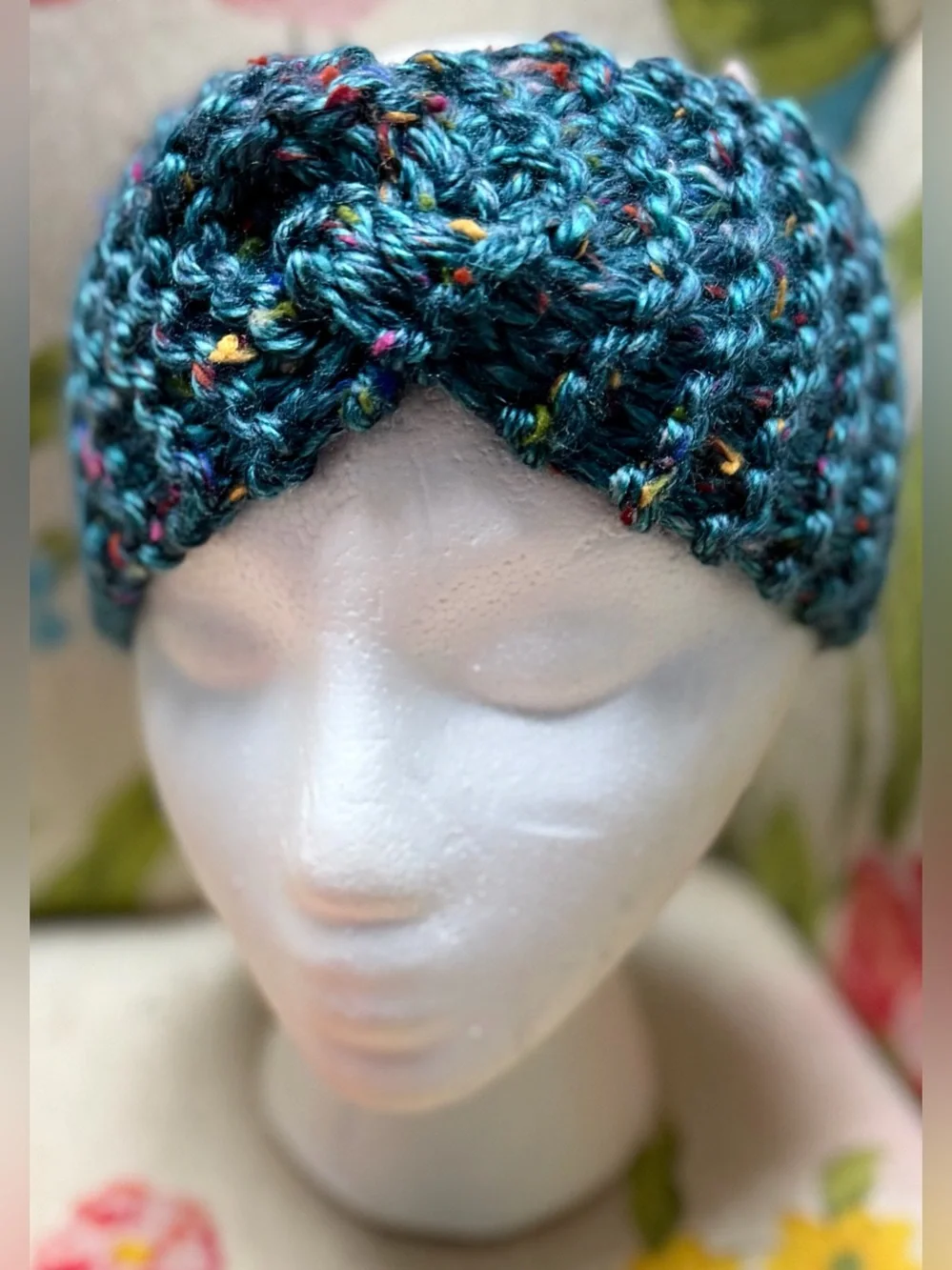 Handmade Hand Crafted Knit Twist Headband adult/teen teal